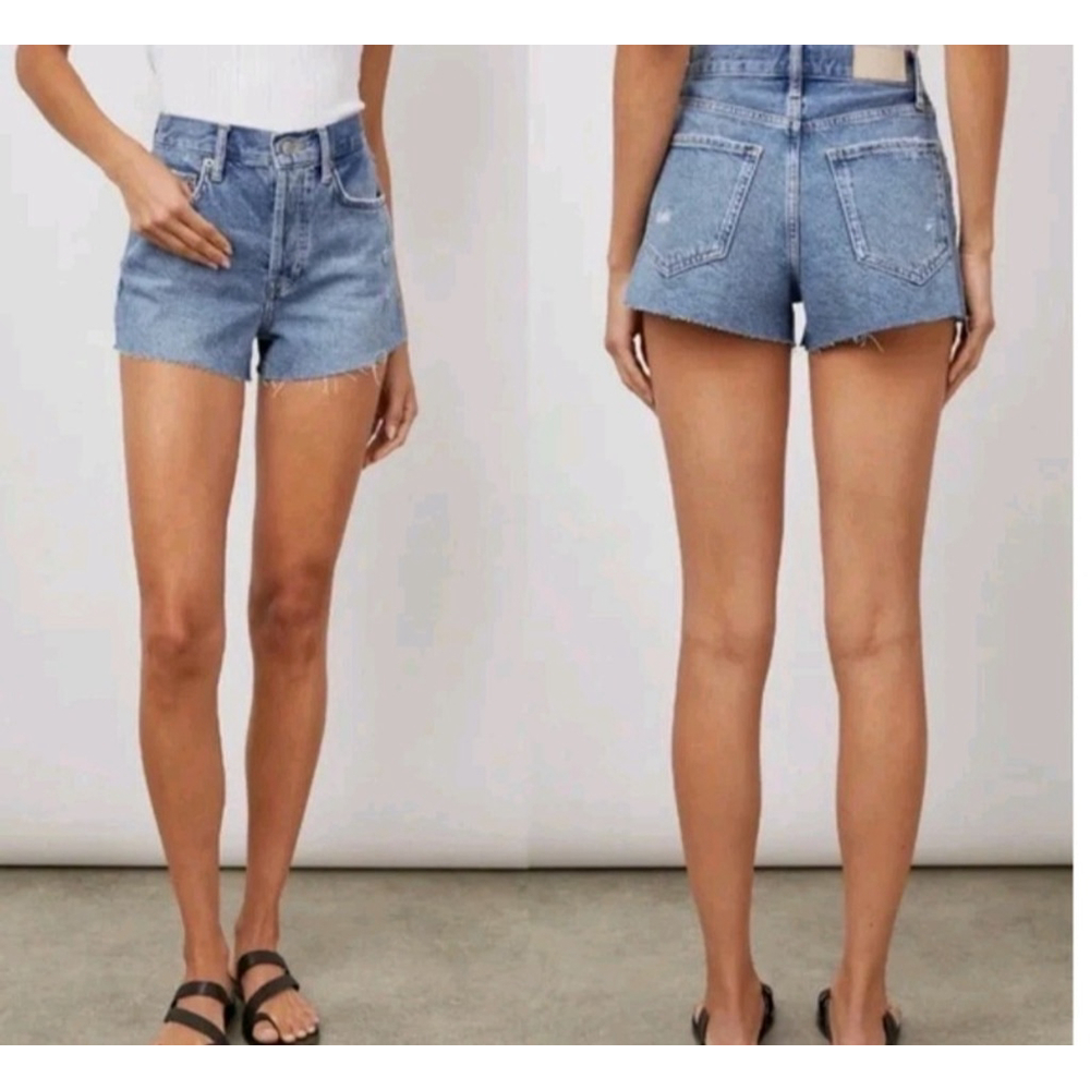 Rails Shorts Size 27 The Fairfax High Rise Cut Off Button Fly Denim Blue Altered